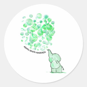 Blows Up Green Balloons Mental Health Awareness  Classic Round Sticker