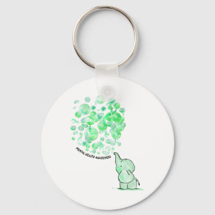 Blows Up Green Balloons Mental Health Awareness Key Ring