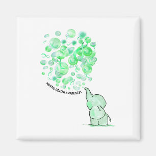 Blows Up Green Balloons Mental Health Awareness Magnet