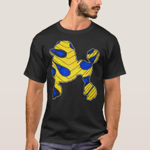 Blu And Gold Print Poodle T-Shirt