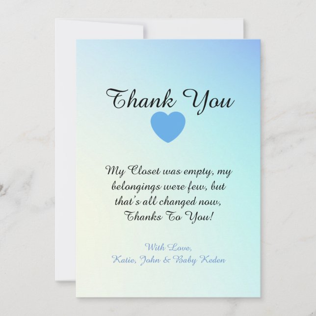 Blu Colour Theme baby Shower Thank You Cards (Front)