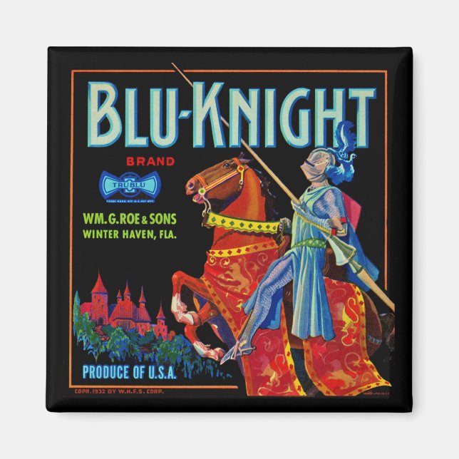 Blu Knight Fruit Label Magnet (Front)