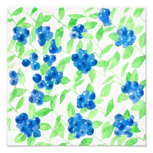 Bluberries watercolor pattern photo print