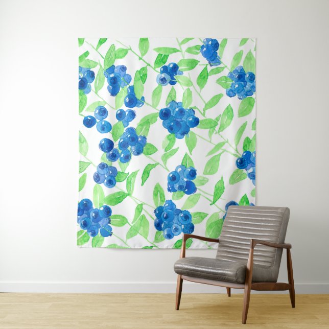 Bluberries watercolor pattern tapestry (In Situ)