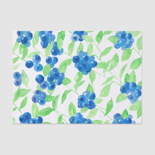 Bluberries watercolor pattern tissue paper (Front)