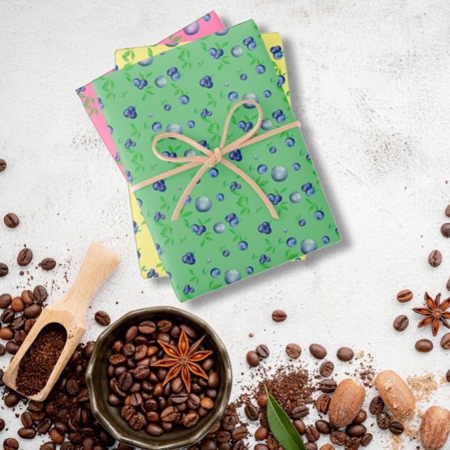 Bluberry yellow pink green pattern wrapping paper sheet (Creator Uploaded)