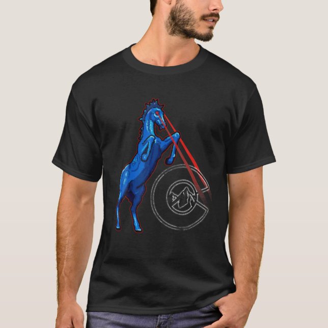 Blucifer - Denver Airport Creepy Horse T-Shirt (Front)
