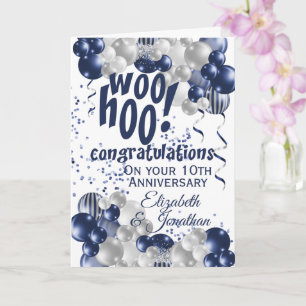 Blue 10th Anniversary Congratulations Card