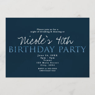 Blue 13TH 13 Birthday Party Invitation