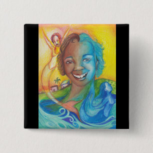 Blue 15 Cm Square Badge