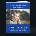 Blue 17th Birthday Photo card granddaughter teen<br><div class="desc">Are you looking to buy a Blue white 16th Birthday Photo card granddaughter, BIG size. Birthday photo card for granddaughter from Grandma and Grandad, or perhaps for a teenage daughter from mom and dad, mother and father? For age 17. ADD AGE to the card of your teenage granddaughter. ANY AGE...</div>