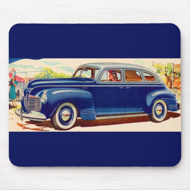 blue 1941 Plymouth Mouse Mat (Front)