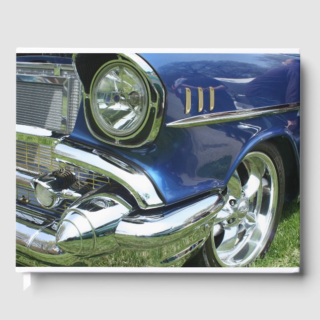 Blue 1957 Chevy Vintage Car Guest Book (Front)