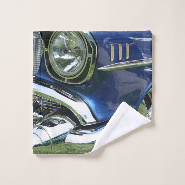 Blue 1957 Chevy Vintage Car Wash Cloth (Wash Cloth)