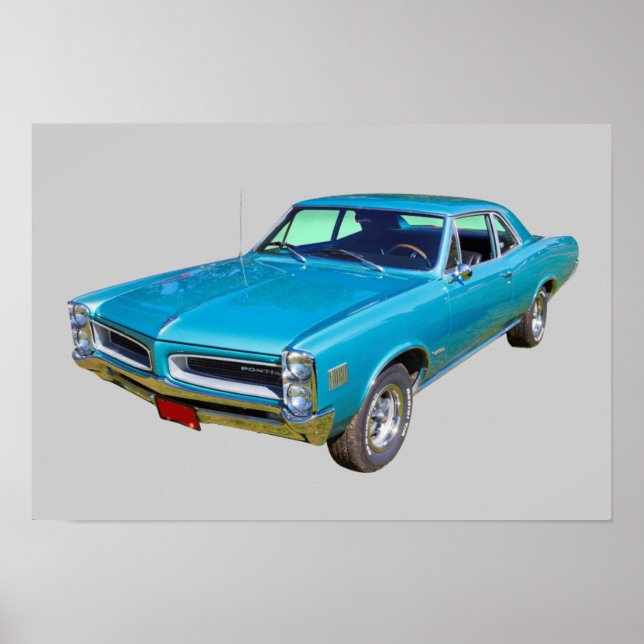 Blue 1966 Pontiac Le Mans Muscle Car Poster (Front)