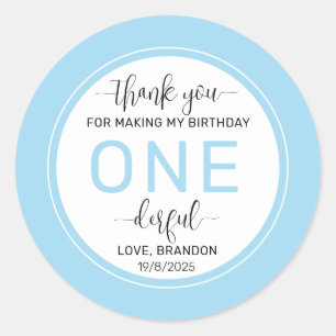 Blue 1st Birthday Classic Round Sticker