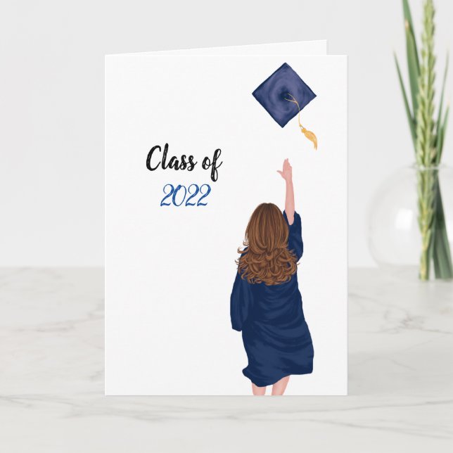 Blue 2022 Congratulations, Graduate Card - Female (Front)
