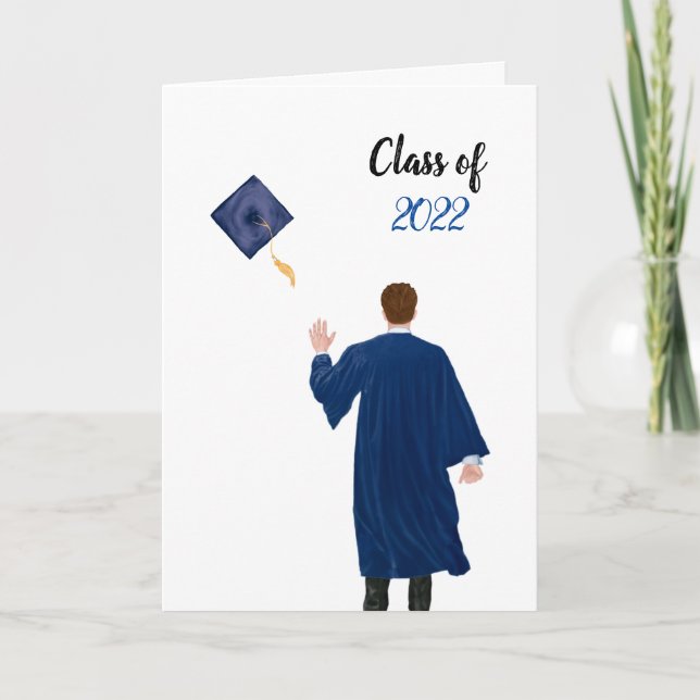 Blue 2022 Congratulations, Graduate Card - Male (Front)