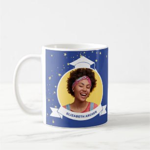 Blue 2025 Grad Photo Graduation Coffee Mug