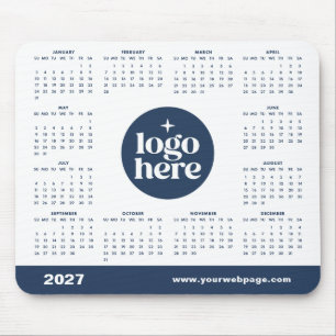 Blue 2027 Business Logo Marketing Calendar Mouse Mat