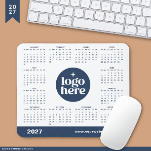 Blue 2027 Business Logo Marketing Calendar Mouse Mat