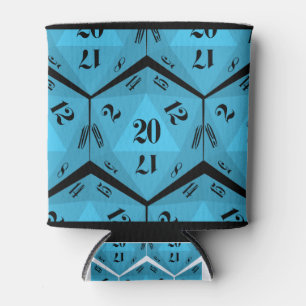 Blue-20-Sided-Dice Pattern Can Cooler