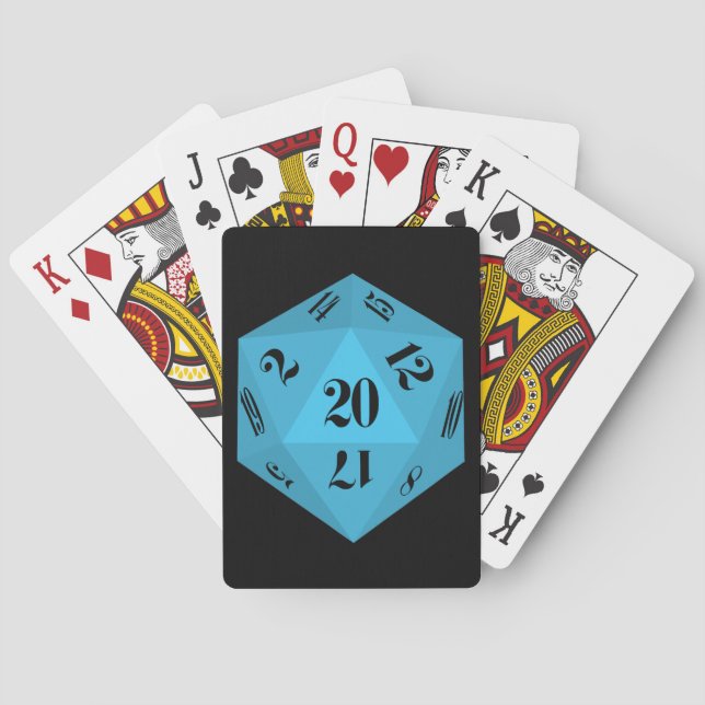 Blue 20-Sided Dice Playing Cards (Back)