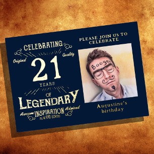 Blue 21st Birthday Vintage Gold