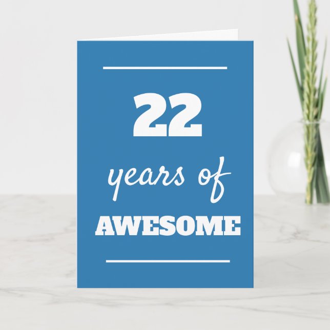 Blue 22nd Birthday Card (Front)