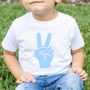 Blue 2nd Birthday Peace Out Sign Two Fingers Deuce Toddler T-Shirt