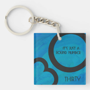 Blue 30 Decade Birthday Key Ring