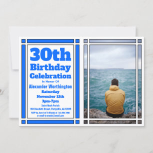 Blue 30th Birthday Party Invitation