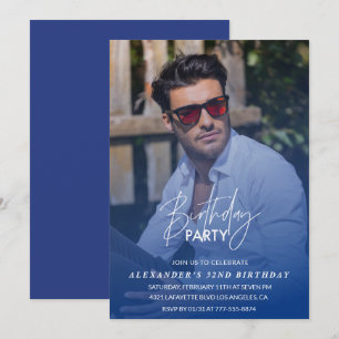 Blue 32nd birthday invitation Birthday party Photo