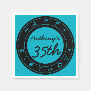 Blue 35th Birthday Party Personalised Paper Napkin
