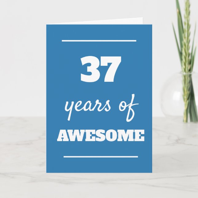 Blue 37th Birthday Card (Front)