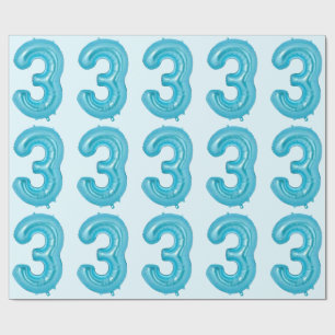 Blue 3 Balloon Wrapping Paper