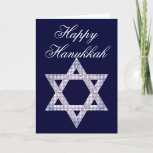 Blue 3 Jewelled Star of David Hanukkah Card