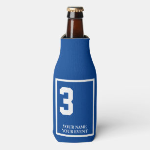 Blue 3 Personalised Horse Racing Saddle Blanket Bottle Cooler