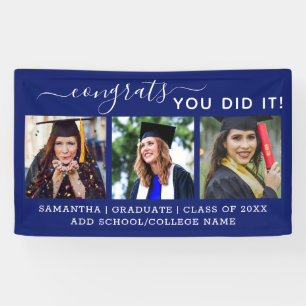 Blue 3 Photo Congrats Graduate 2026 Graduation  Banner