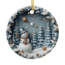 Blue 3D Chirstmas Cute Happy Owl 
