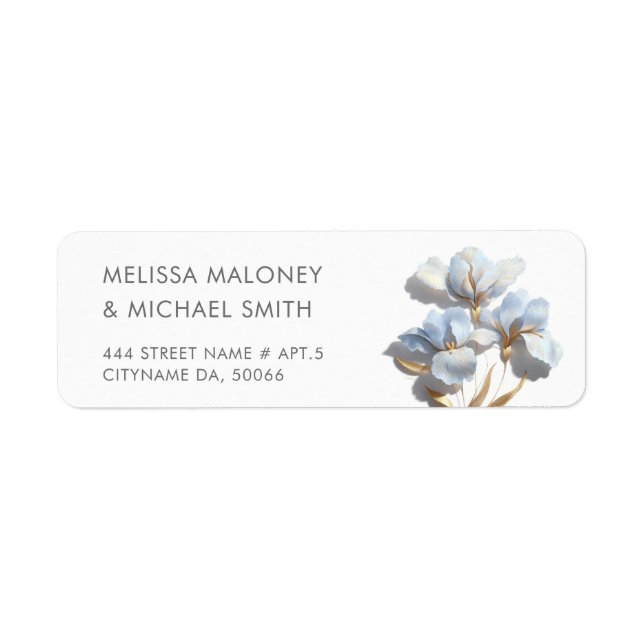 Blue 3D Flowers Stylised Lilies Wedding (Front)