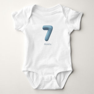 Blue 3D Number 7 - 7 Months Baby Bodysuit