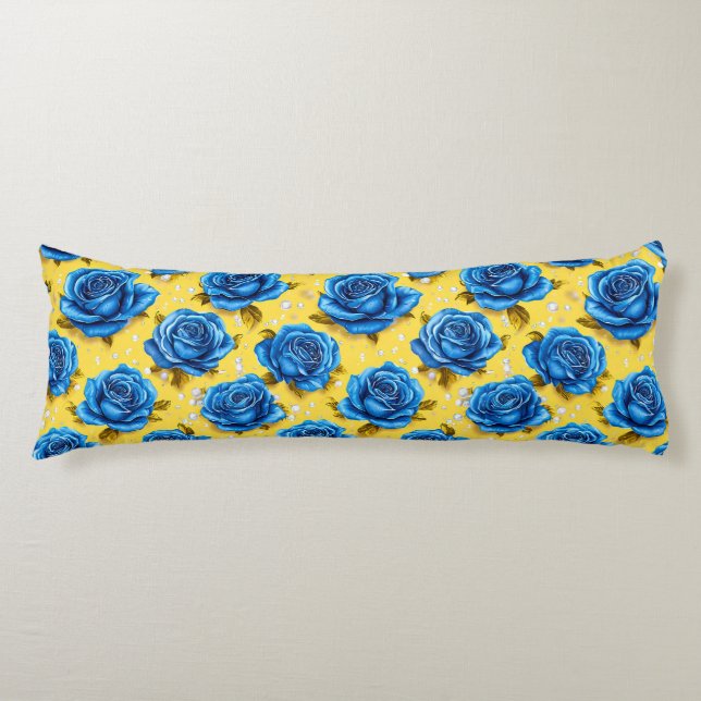 Blue 3d roses body cushion (Front)