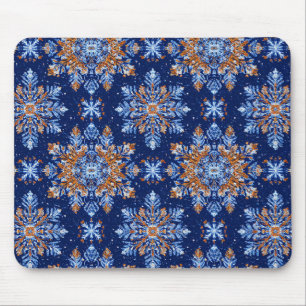 Blue 3d snowflakes mouse mat