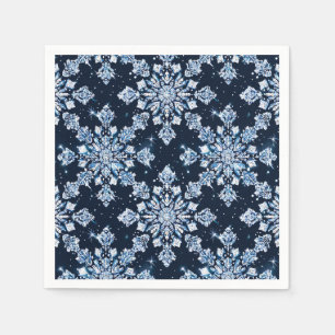 Blue 3d snowflakes napkin