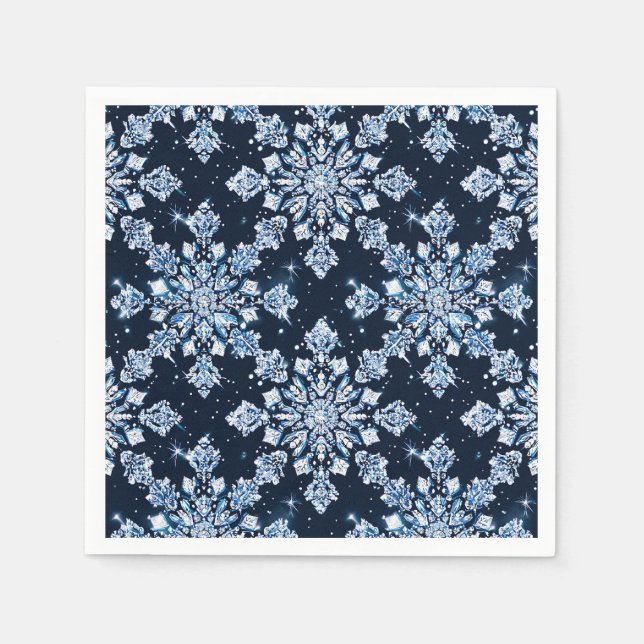 Blue 3d snowflakes napkin (Front)