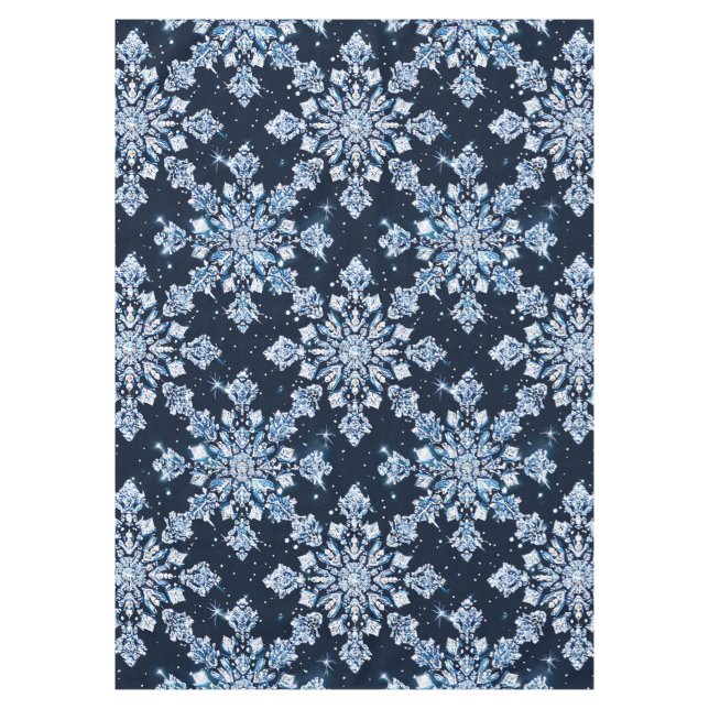 Blue 3d snowflakes tablecloth (Front)