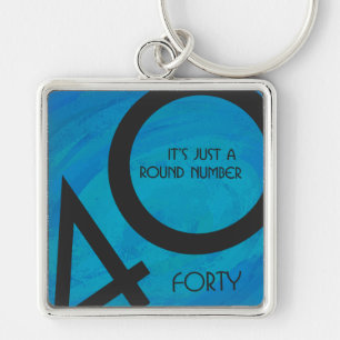 Blue 40 Decade Birthday Key Ring