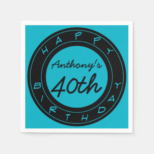 Blue 40th Birthday Party Personalised Paper Napkin