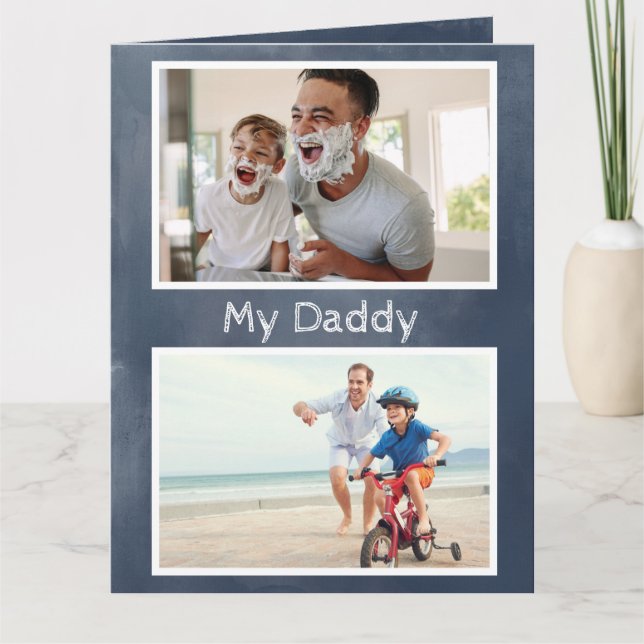 Blue 4 Photo Father's Day Card From Admiring Son (Front)